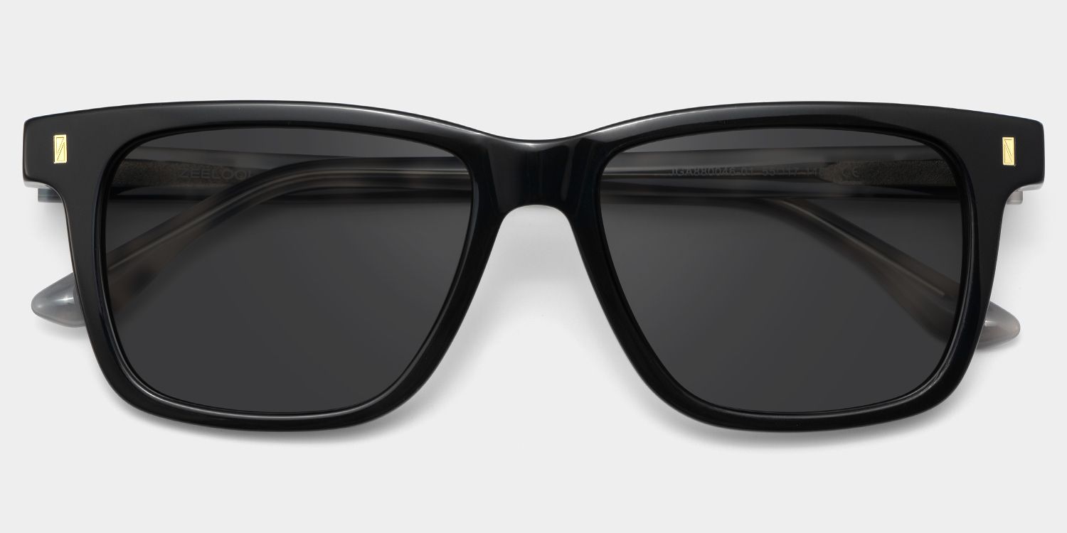 Travis Rectangle Black Prescription Sunglasses | ZEELOOL1
