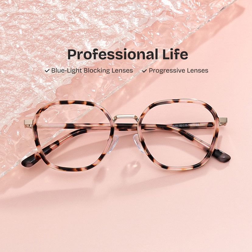 Mitchell Pink Tortoise Geometric Glasses