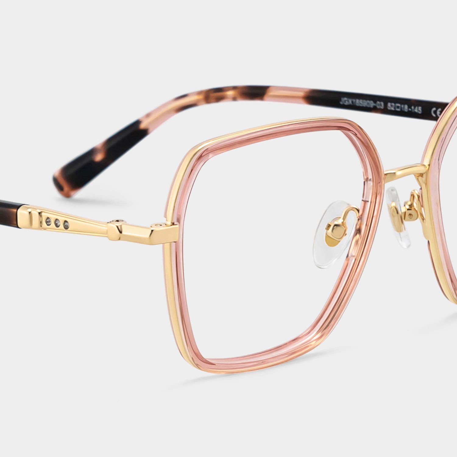 Sophie Pink Geometric Mixed Frame Glasses for Women | ZEELOOL5
