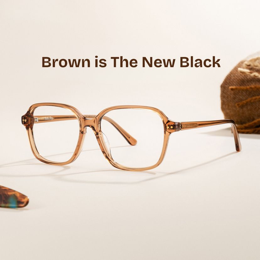 Clementine Clear Brown Square Glasses