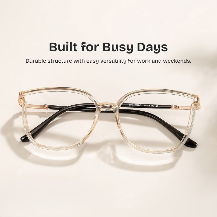 Annalisa Beige Square Glasses