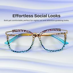 Sidibe Blue Leopard Square Glasses0