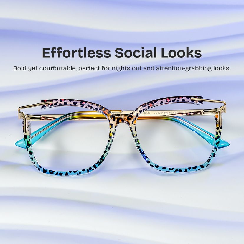 Sidibe Blue Leopard Square Glasses