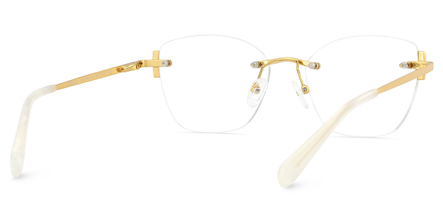 Gold Rectangle Jaxon Glasses with Rimless | Zeelool4