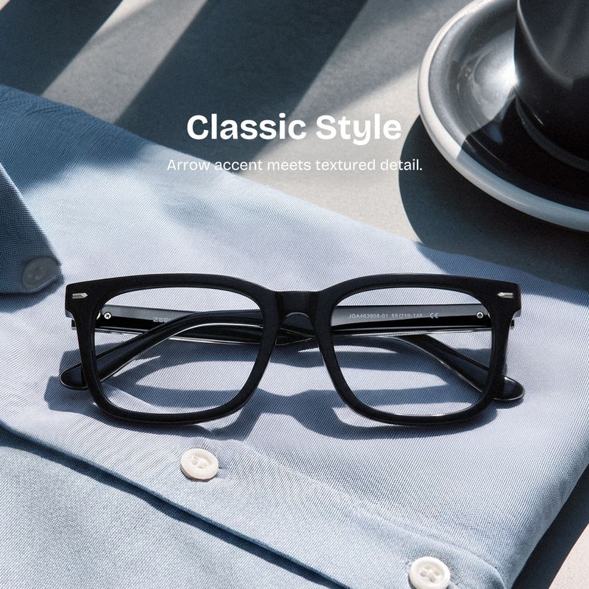 Patrick Black Rectangle Glasses