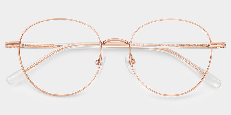 Celena Rose-Gold Round Glasses