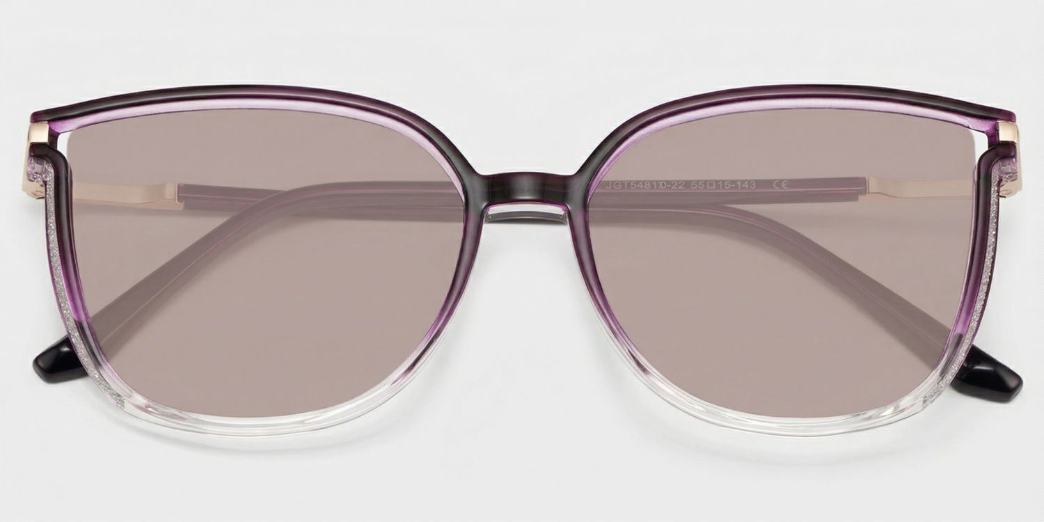 Rodz Square Purple Clear Prescription Sunglasses | ZEELOOL1