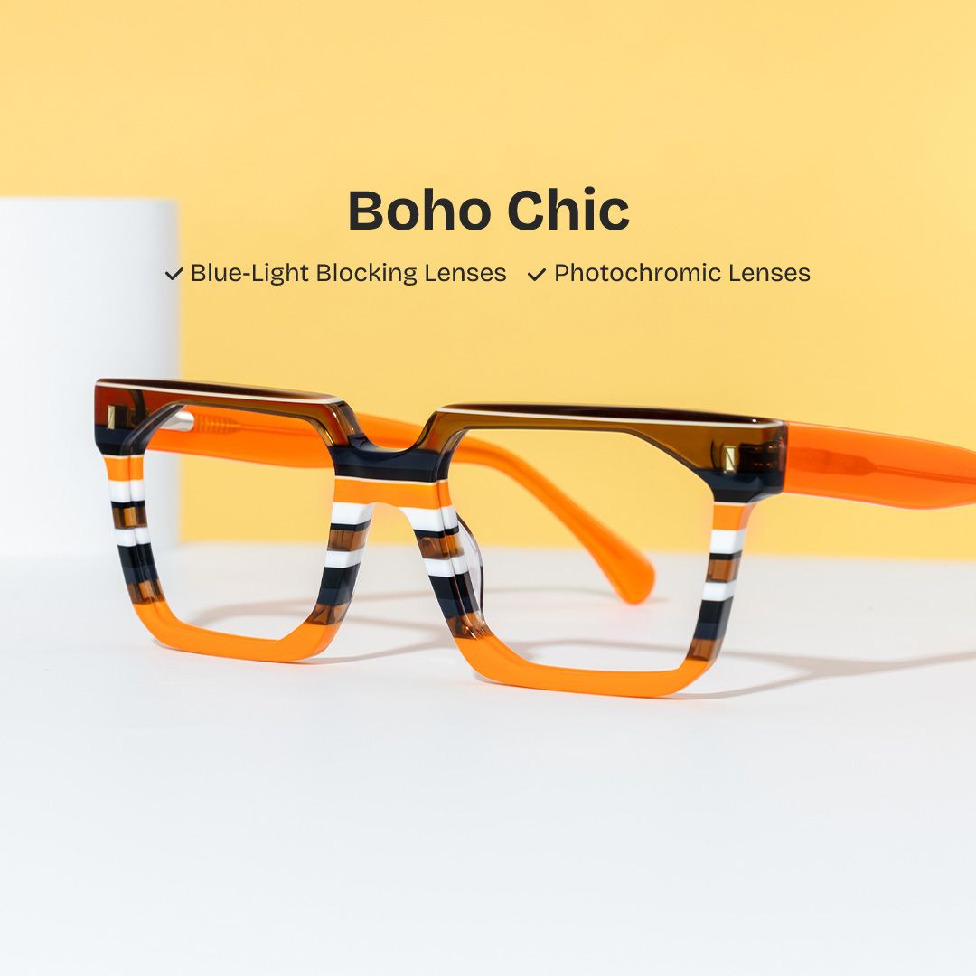 Laguer Rectangle Orange Frame Glassws For Men | ZEELOOL0
