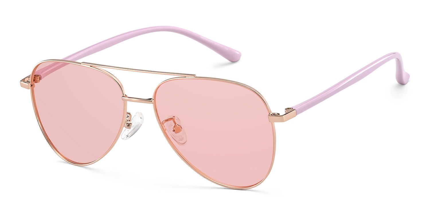 Paige Metal Rose-Gold Aviator Frame Sunglasses | ZEELOOL4