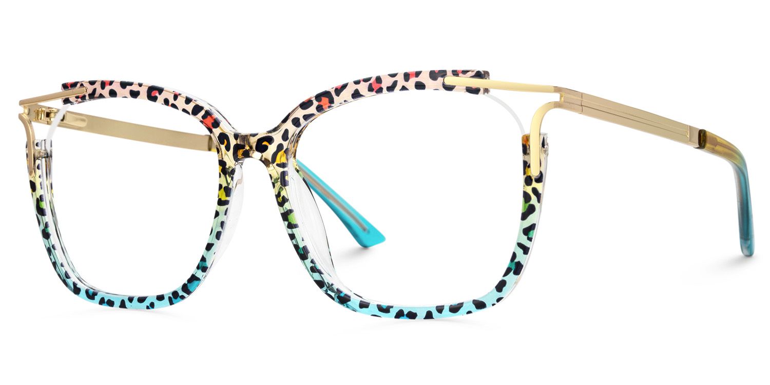 Sidibe Square Blue Leopard TR90 Glasses with Spring hinges | ZEELOOL2