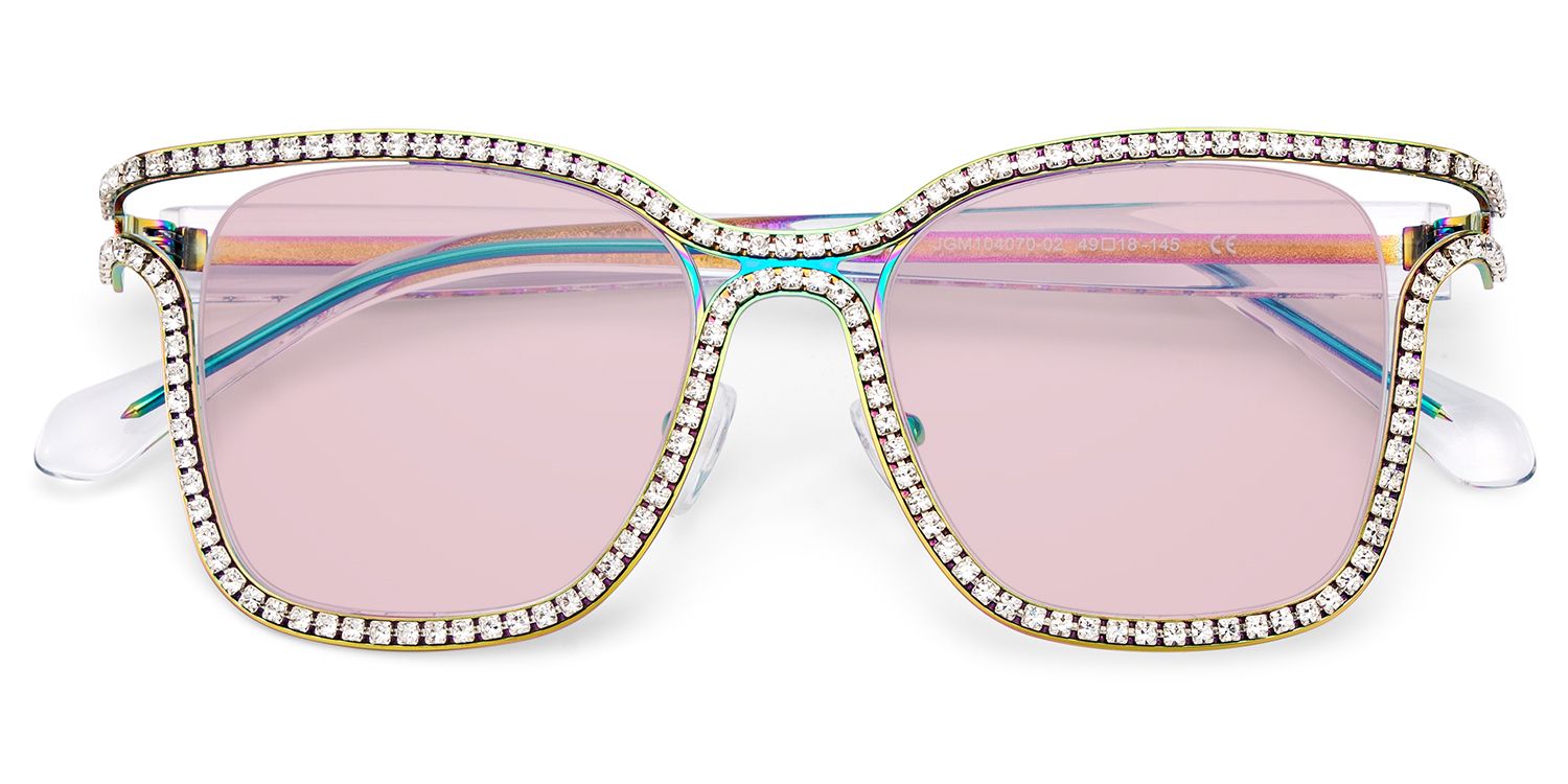 Shine Square Style Iridescent Frame Sunglasses | ZEELOOL1