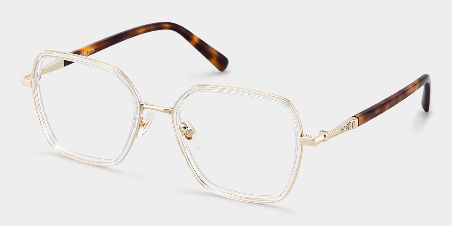 Sophie Clear Geometric Mixed Frame Glasses for Women | ZEELOOL3