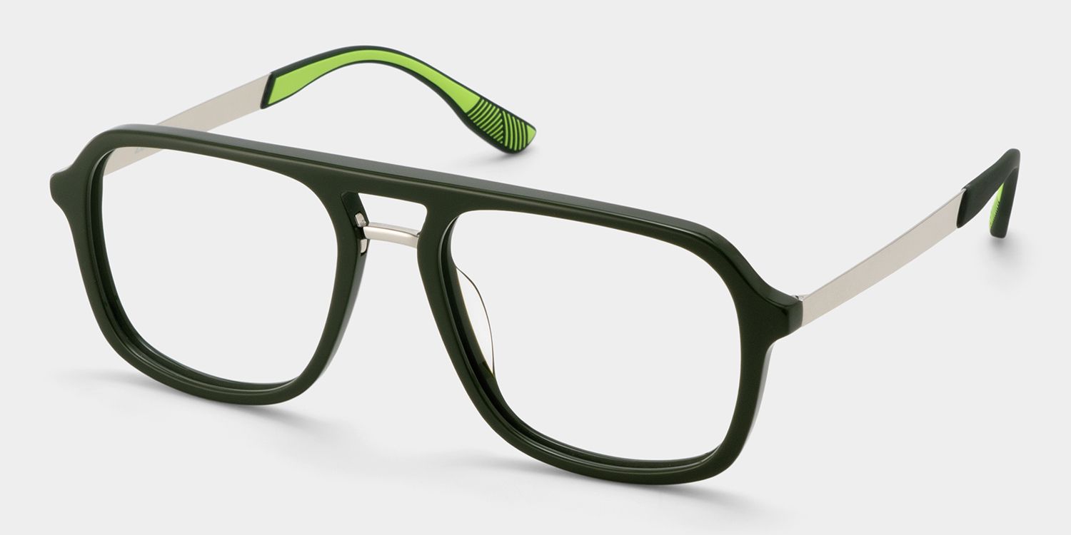 Ryder Green Aviator Mixed Frame Glasses for unisex | ZEELOOL3