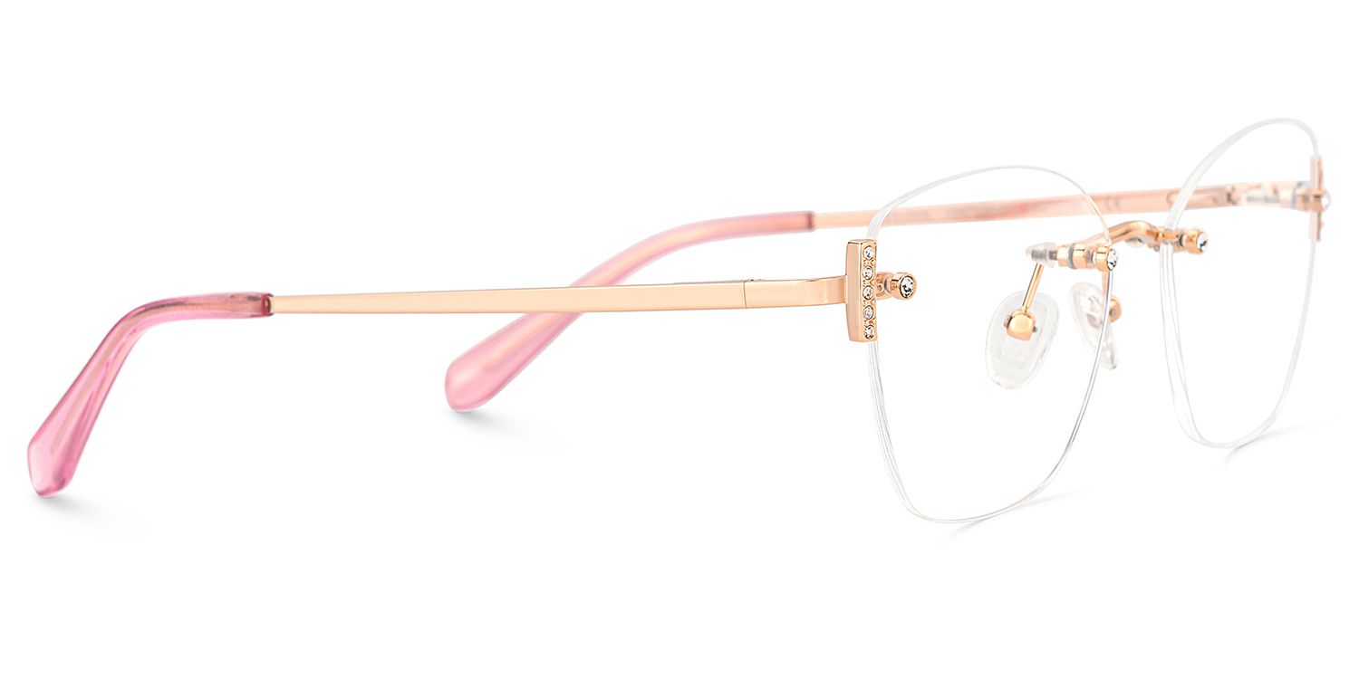 Jaxon Rimless Pink Rectangle Eyeglasses for Women | ZEELOOL4