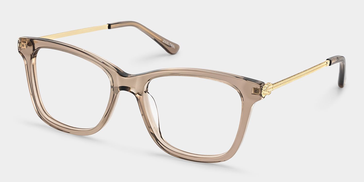 Vibert Brown Rectangle Mixed Frame Glasses for Women | ZEELOOL3