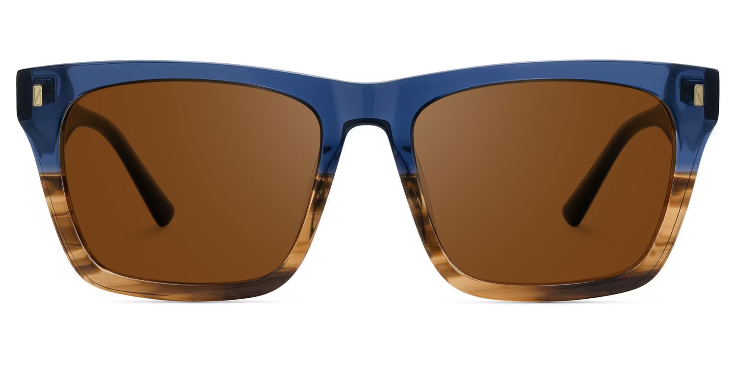 Brookins Acetate Blue Brown Frame Sunglasses | ZEELOOL0