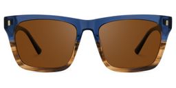 Brookins Blue Brown Rectangle Sunglasses0