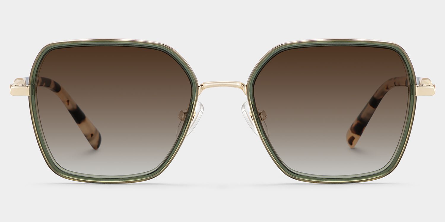 Sophie Geometric Green Frame Sunglasses Online Sale | ZEELOOL0