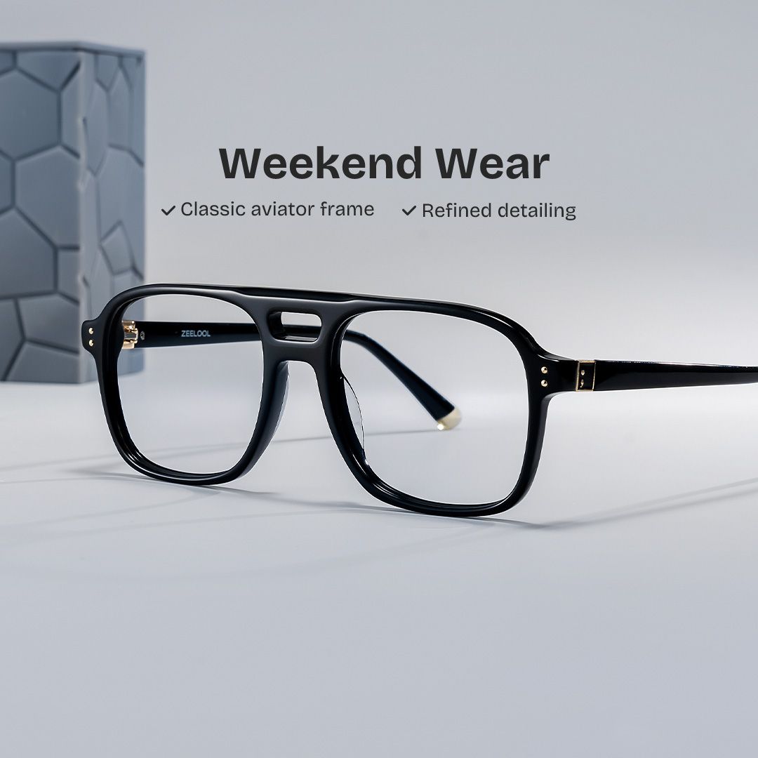 Athena Black Frame Glasses with Aviator Frame Online | ZEELOOL2