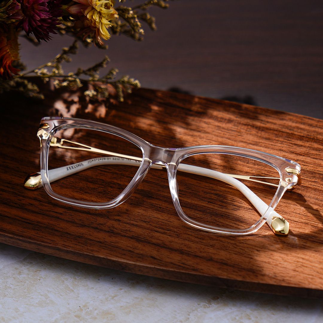 Cat eye Clear Eyeglasses- Amelia Mixed Frame Glasses1