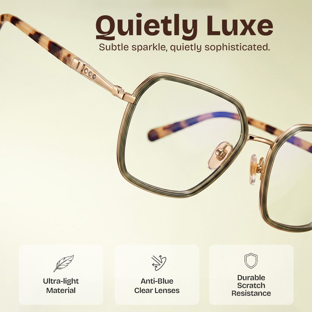 Sophie Green Geometric Mixed Frame Glasses for Women | ZEELOOL0