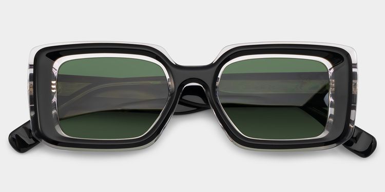 Eira Black Rectangle Sunglasses