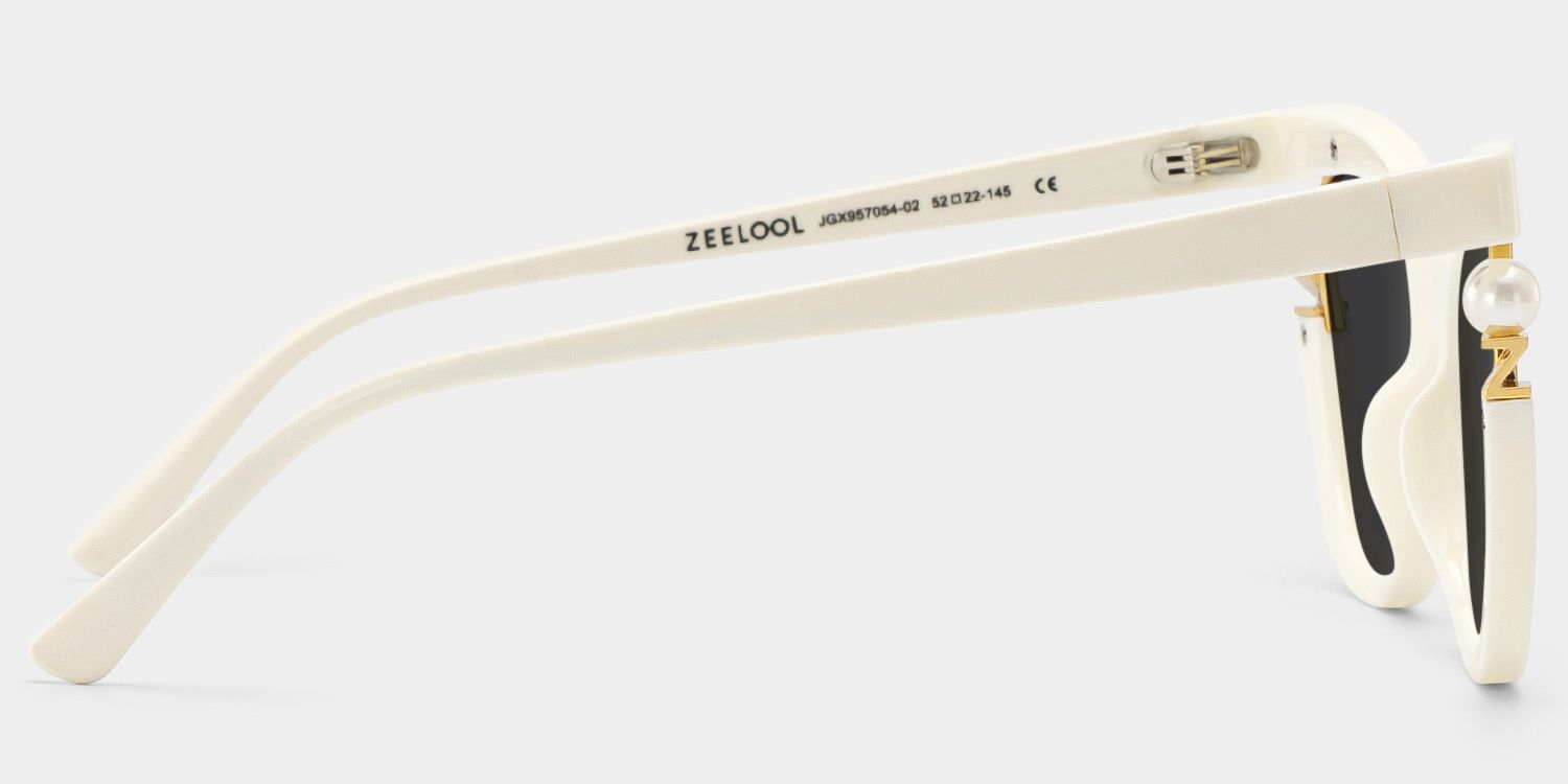 Pearl Cat Eye Style White Frame Sunglasses | ZEELOOL3
