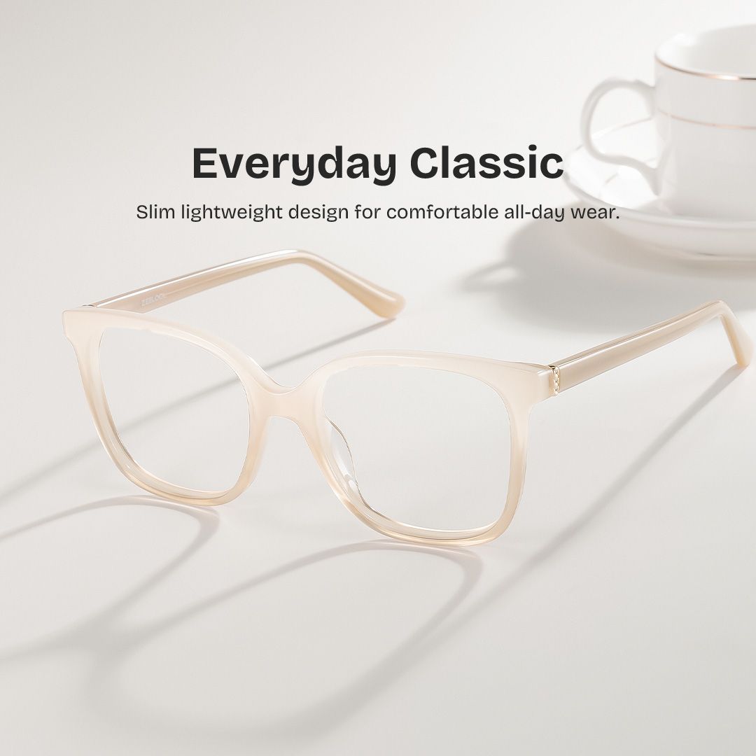 Caroline Beige Thin Square Glasses Frames for Sale | ZEELOOL0