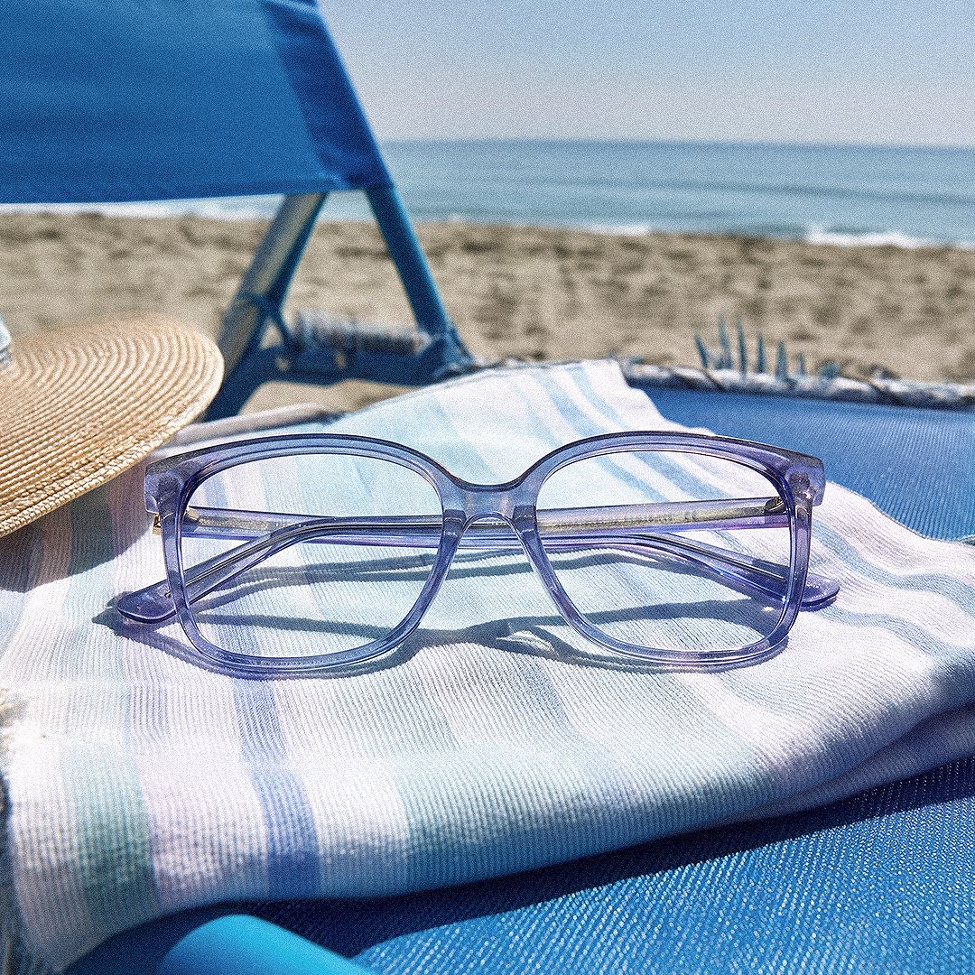 Caroline Blue Square Clear Glasses Frame | ZEELOOL0