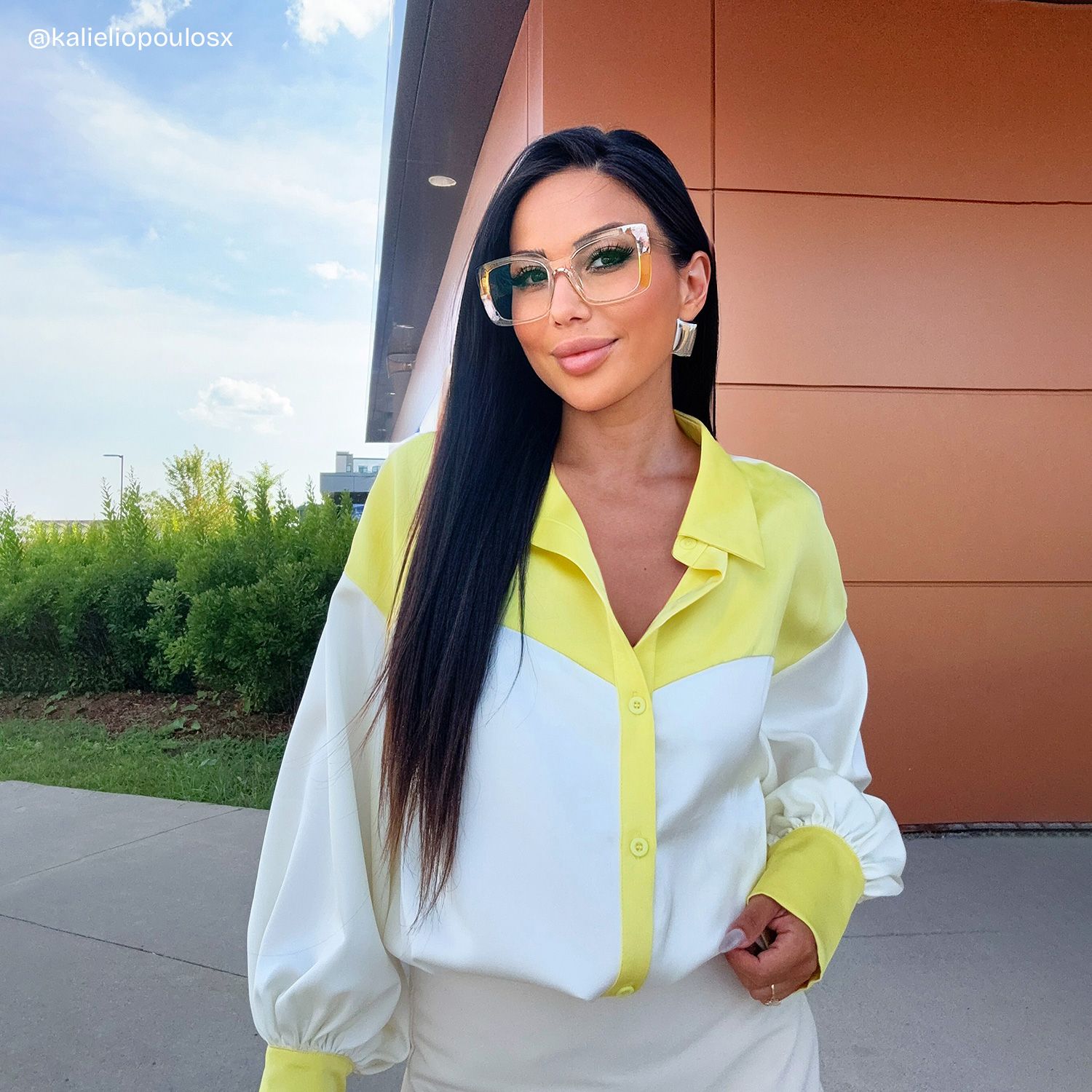 Flair Yellow Clear Frame Glasses with Square Frame Online | ZEELOOL11