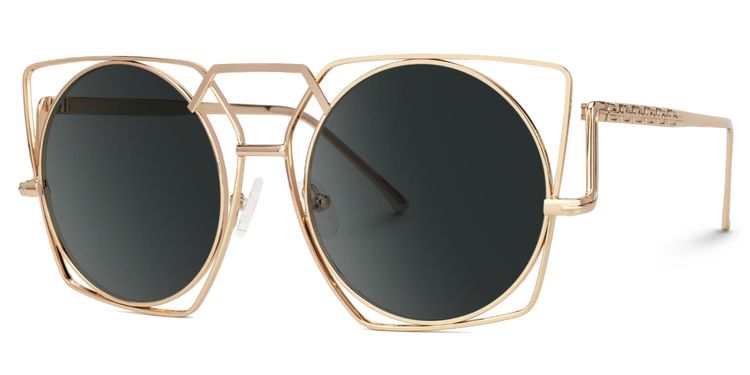 Ybarra Gold Geometric Sunglasses