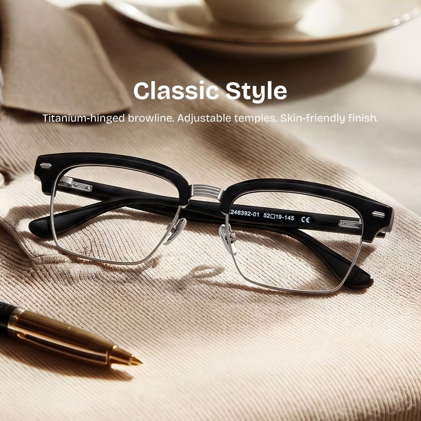 Landon Silver Browline Glasses