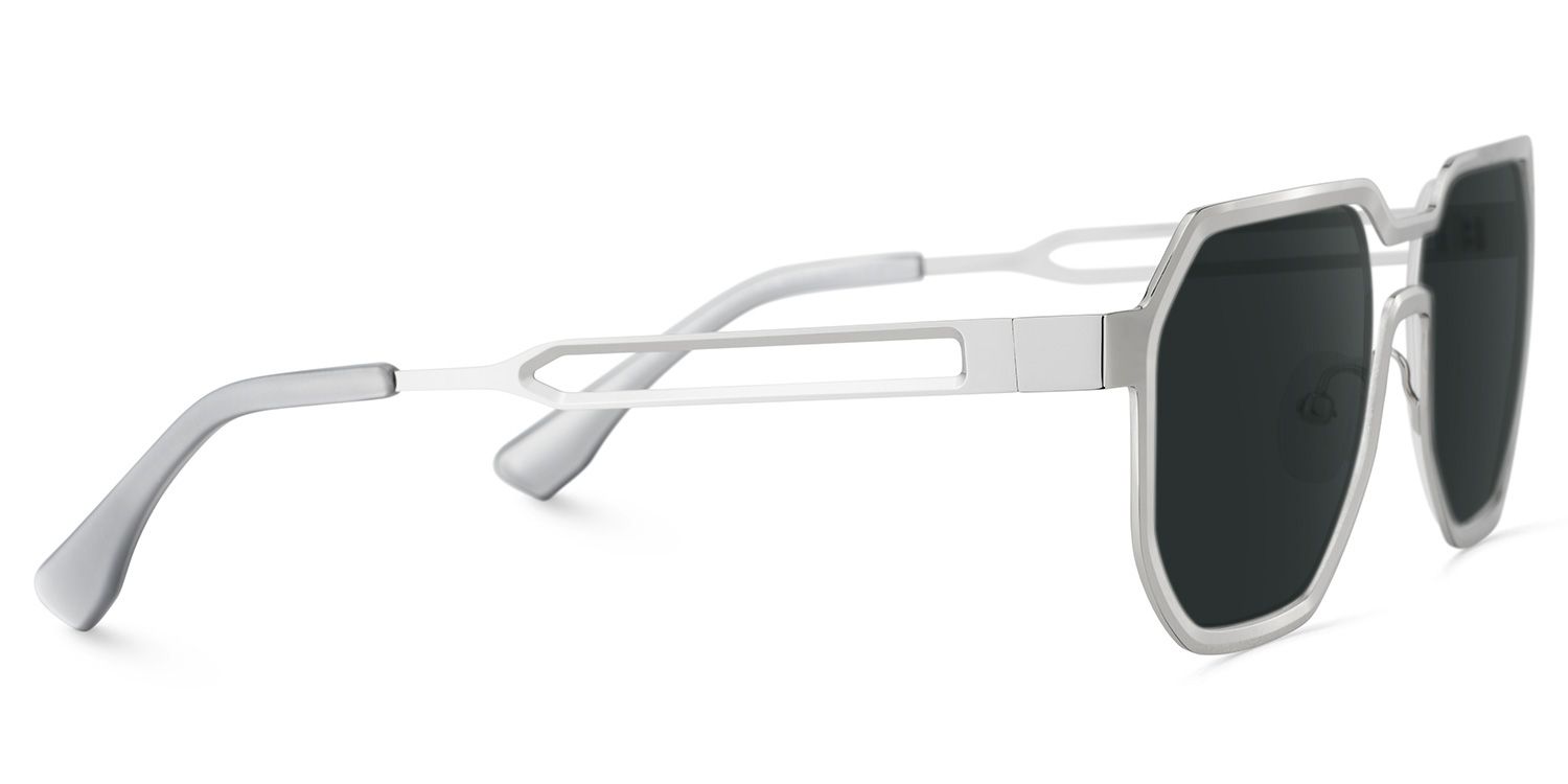 Hype Metal Silver Geometric Frame Sunglasses | ZEELOOL4