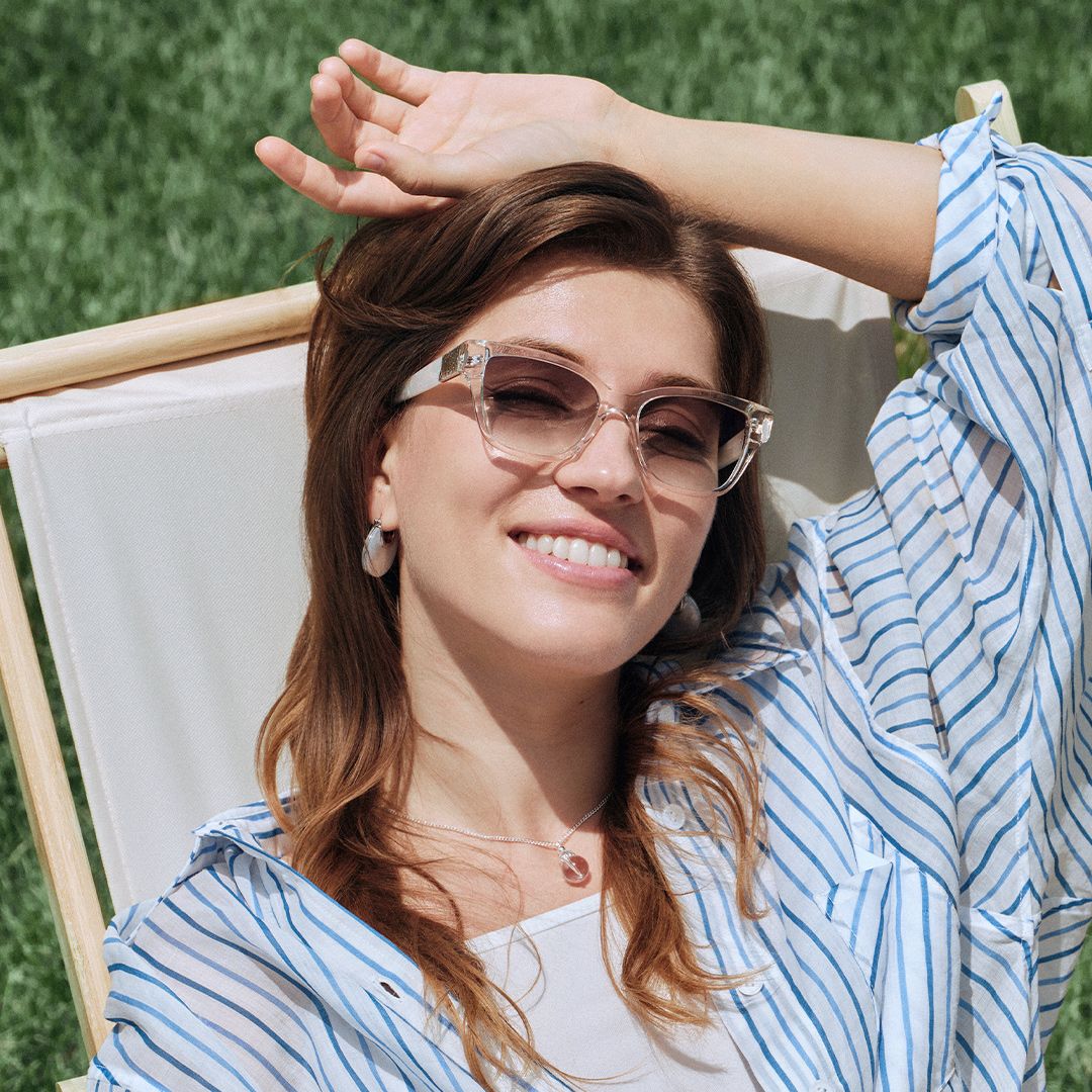Miranda Cat Eye Clear Yellow Prescription Sunglasses | ZEELOOL8