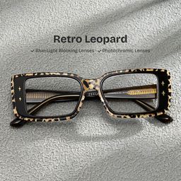 Gleam Leopard Rectangle Glasses0
