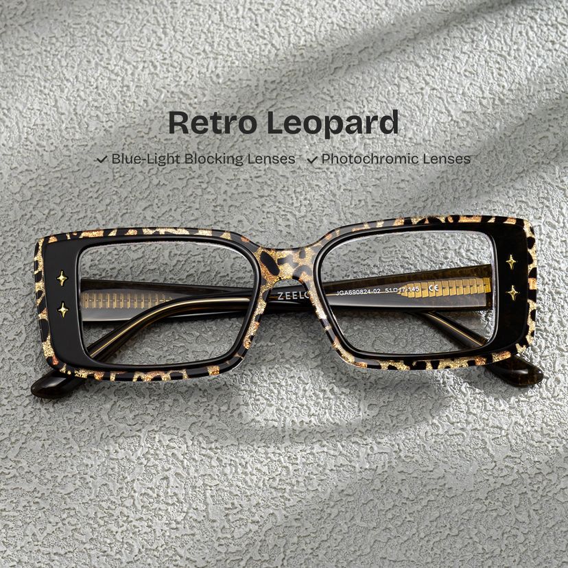 Gleam Leopard Rectangle Glasses