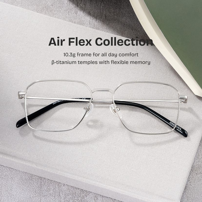 Leah Silver Rectangle Glasses