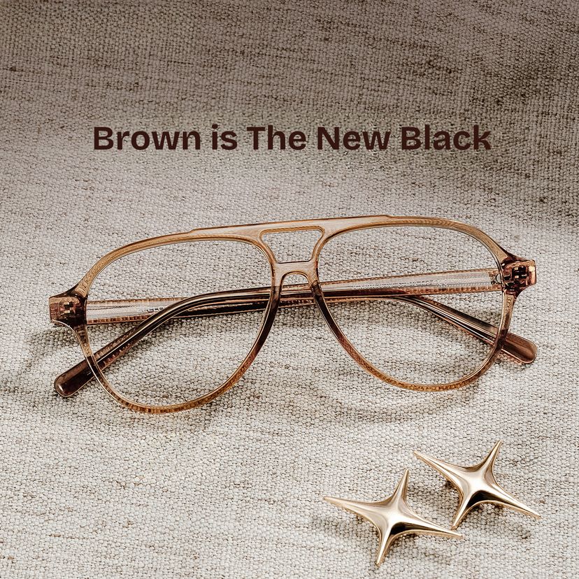 Drew Clear Brown Aviator Glasses