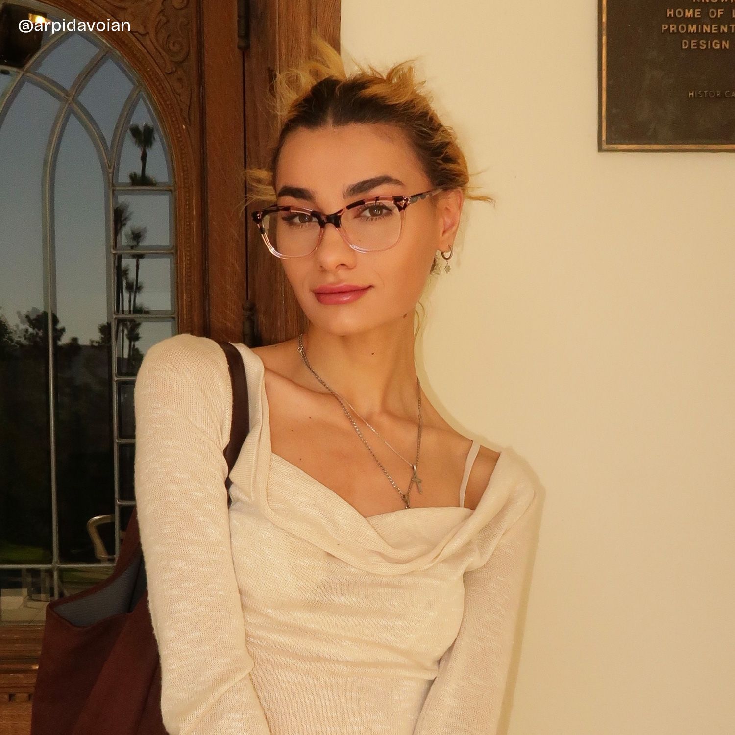 Bella Pink Petal Tortoise Rectangle Frame Glasses | ZEELOOL6