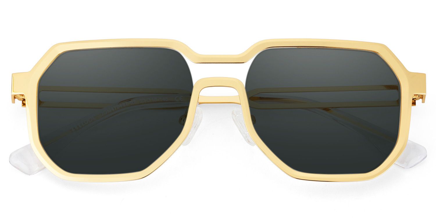 Hype Geometric Style Gold Frame Sunglasses | ZEELOOL2
