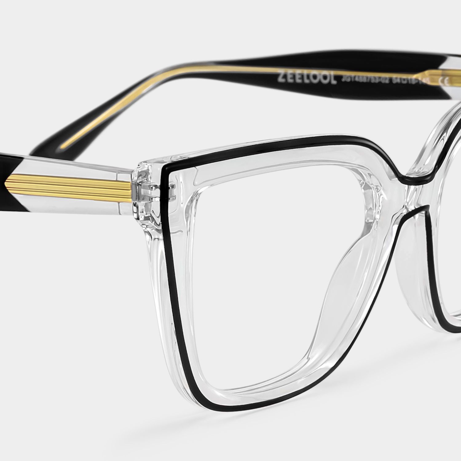 Mirta Square Black Eyeglasses and Crsystal Frames4