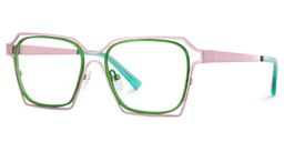 Foday Pink Green Geometric Glasses2