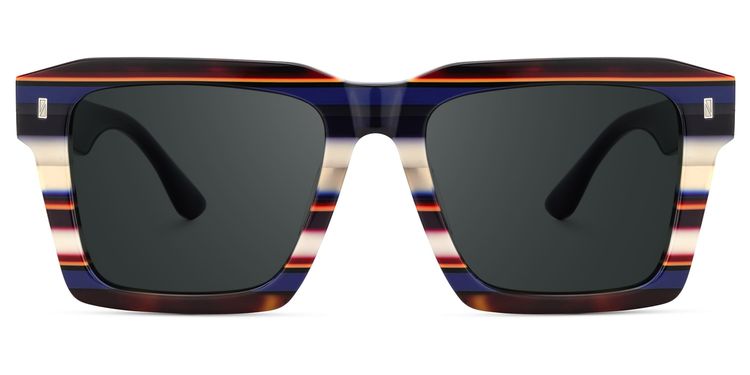 Kenish Blue White Square Sunglasses