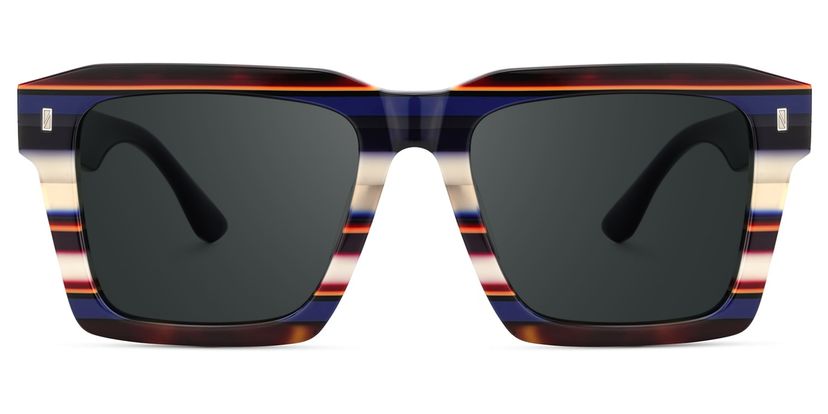 Kenish Blue White Square Sunglasses