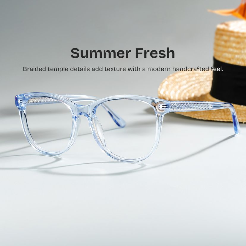 Julia Clear Blue Rectangle Glasses