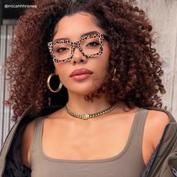 Megan Leopard print Square Glasses7