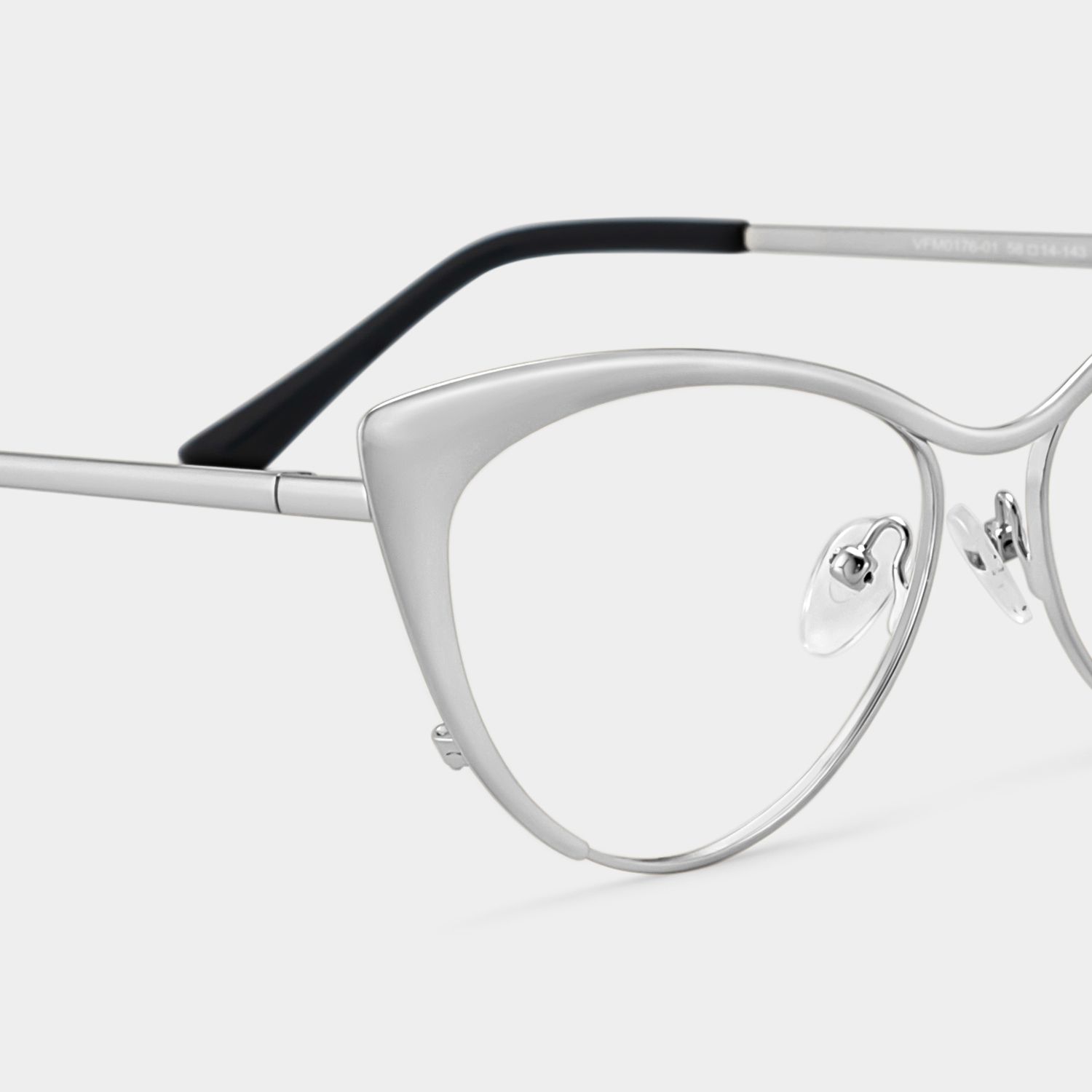 Ellen Silver Metal Cat Eye Glasses Frame for Women | ZEELOOL4