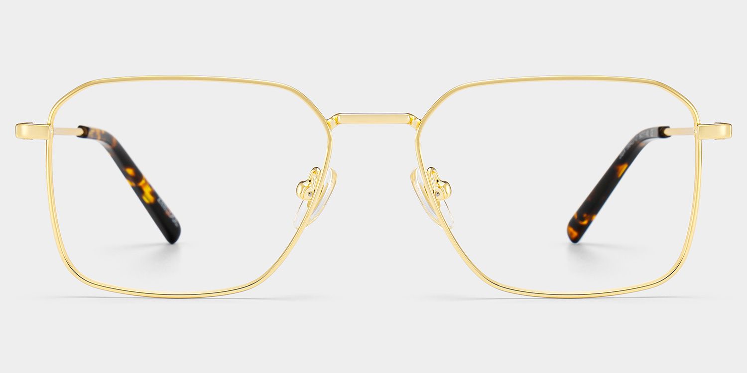 Leah Gold Frame Rectangular Glasses in Metal Frames for Men | ZEELOOL1