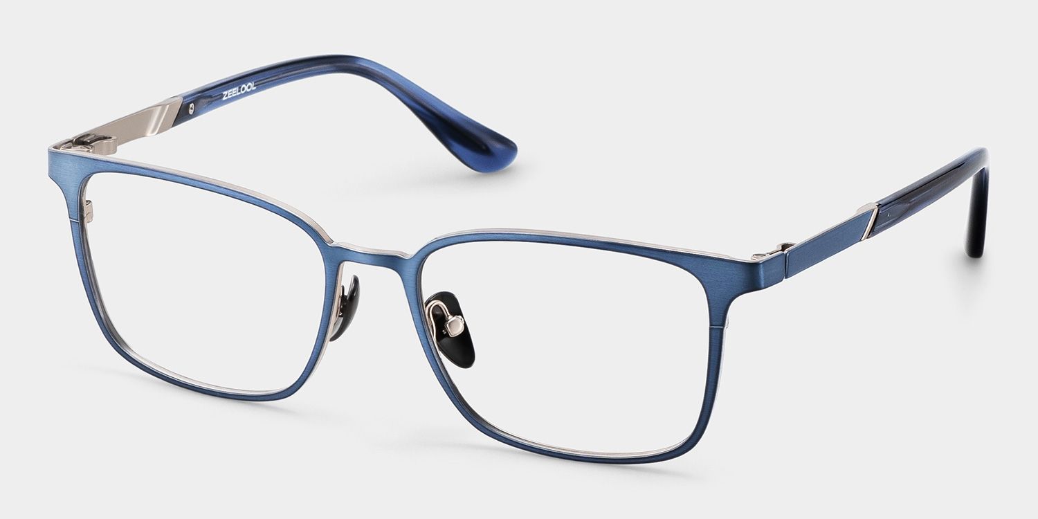 Aubrey Rectangle Blue Thin Glasses for Men | ZEELOOL3