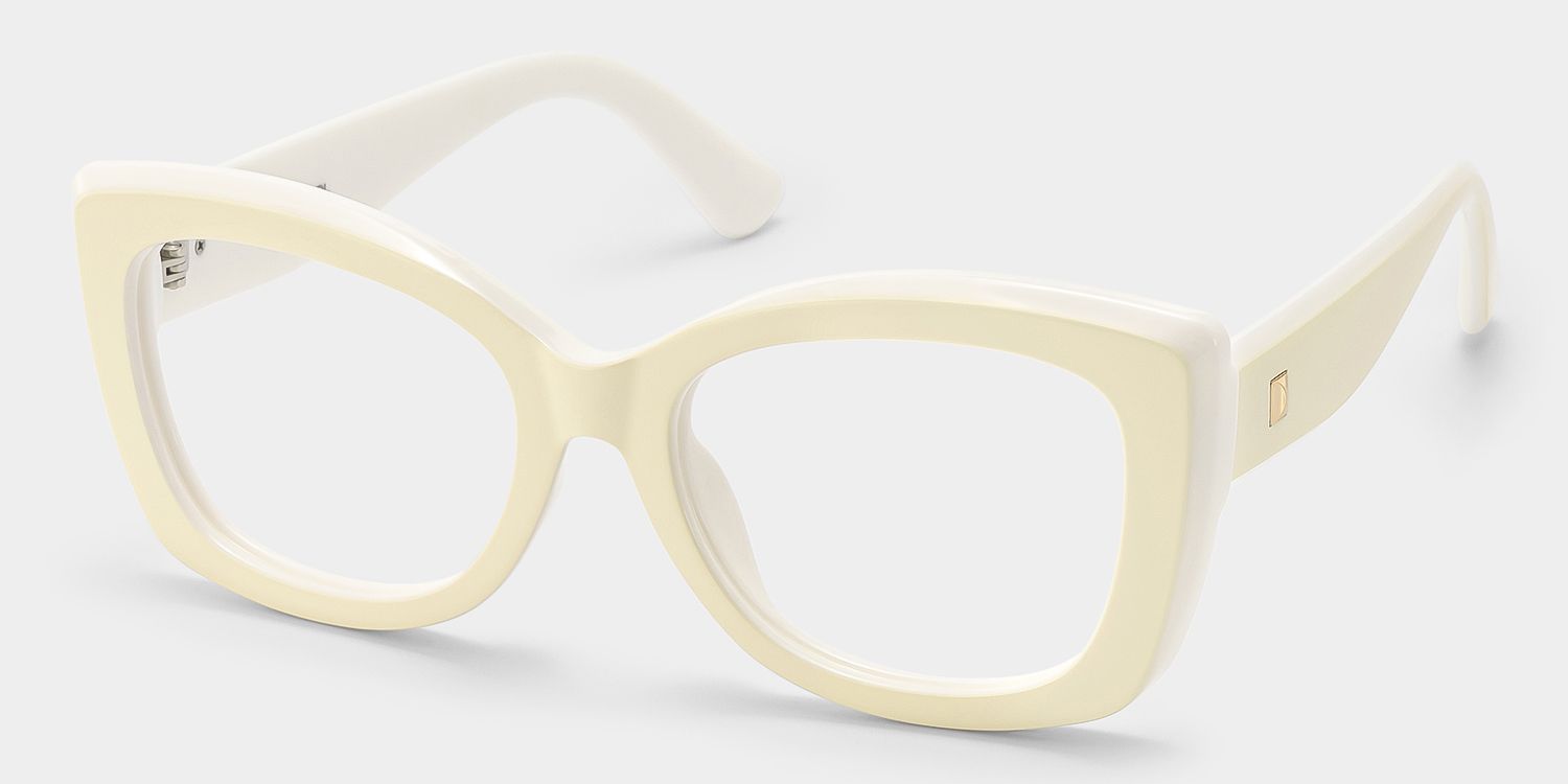 Rosie Cream Thick White Butterfly Frame Glasses | ZEELOOL3